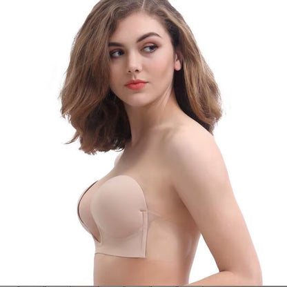 Invisible Push up Bra Strapless Bras Dress Wedding Party Sticky Self-Adhesive Silicone Brassiere Breathable Deep U Bra Underwear