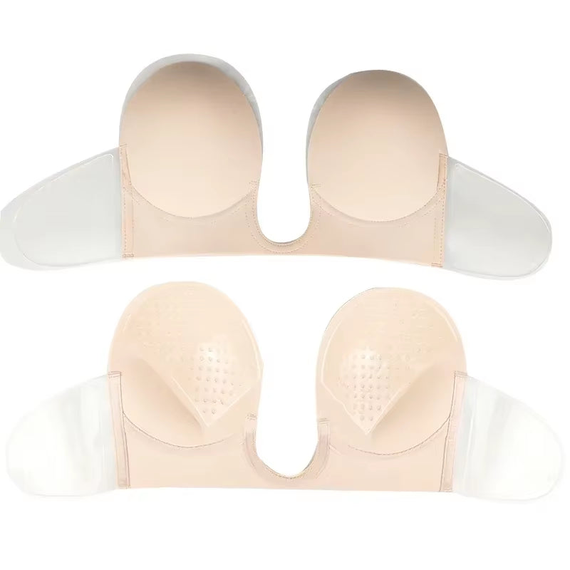 Invisible Push up Bra Strapless Bras Dress Wedding Party Sticky Self-Adhesive Silicone Brassiere Breathable Deep U Bra Underwear